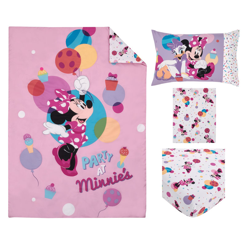 Disney Minnie Mouse Let s Party 4 Piece Toddler Bed Set Pink Licensed Characters